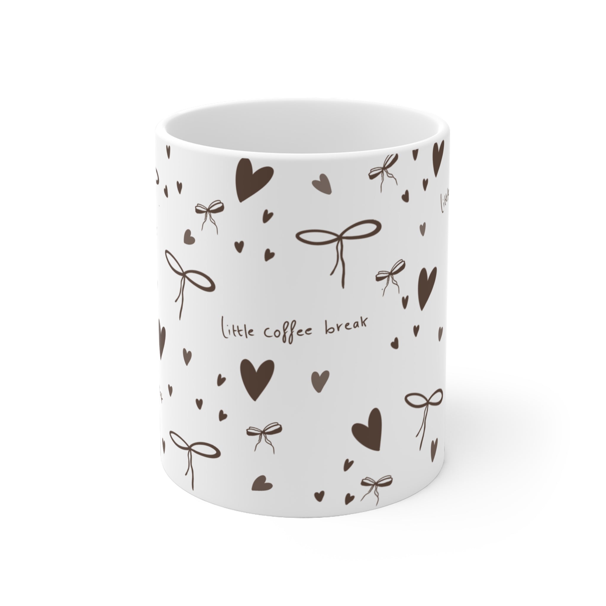 Cute Heart & Bow Ceramic Coffee Cup