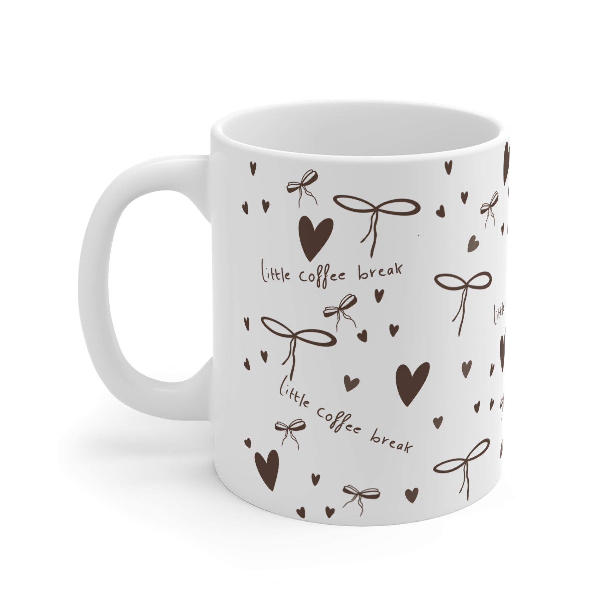 Cute Heart & Bow Ceramic Coffee Cup