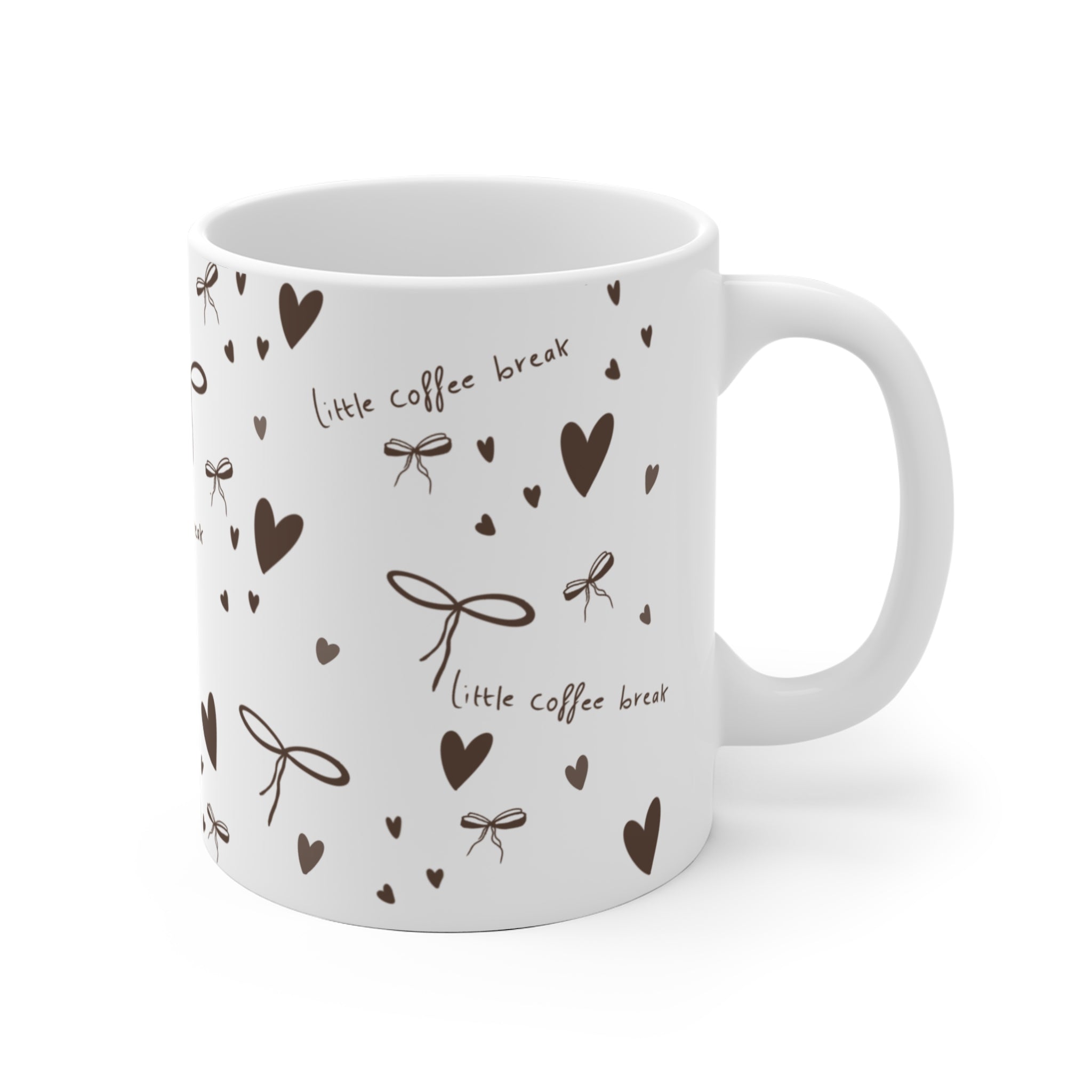 Cute Heart & Bow Ceramic Coffee Cup